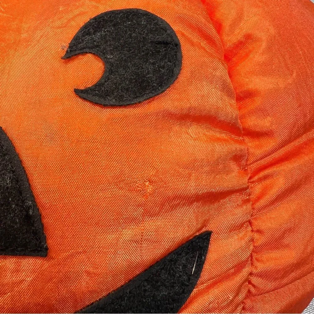 1996 Halloween Jack O Lantern Pumpkin Nylon Plush Stuffed Shelf Sitter